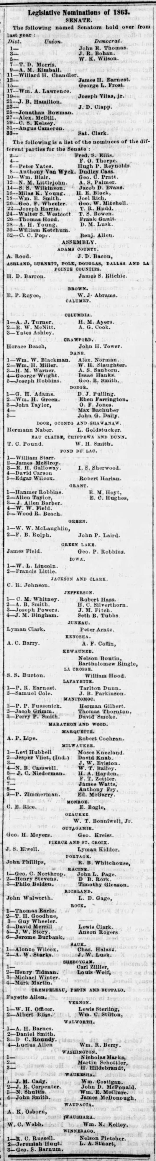 Wisconsin Legislature 1863